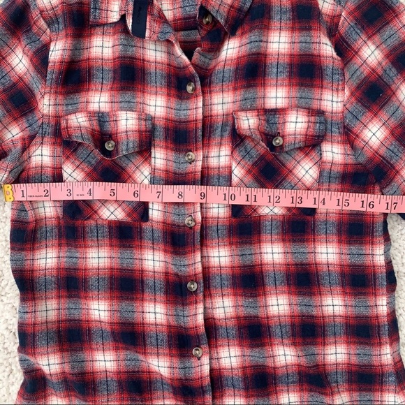 ♡ Love notes ♡ cowgirl blouse L rollup sleeve top - Picture 6 of 7